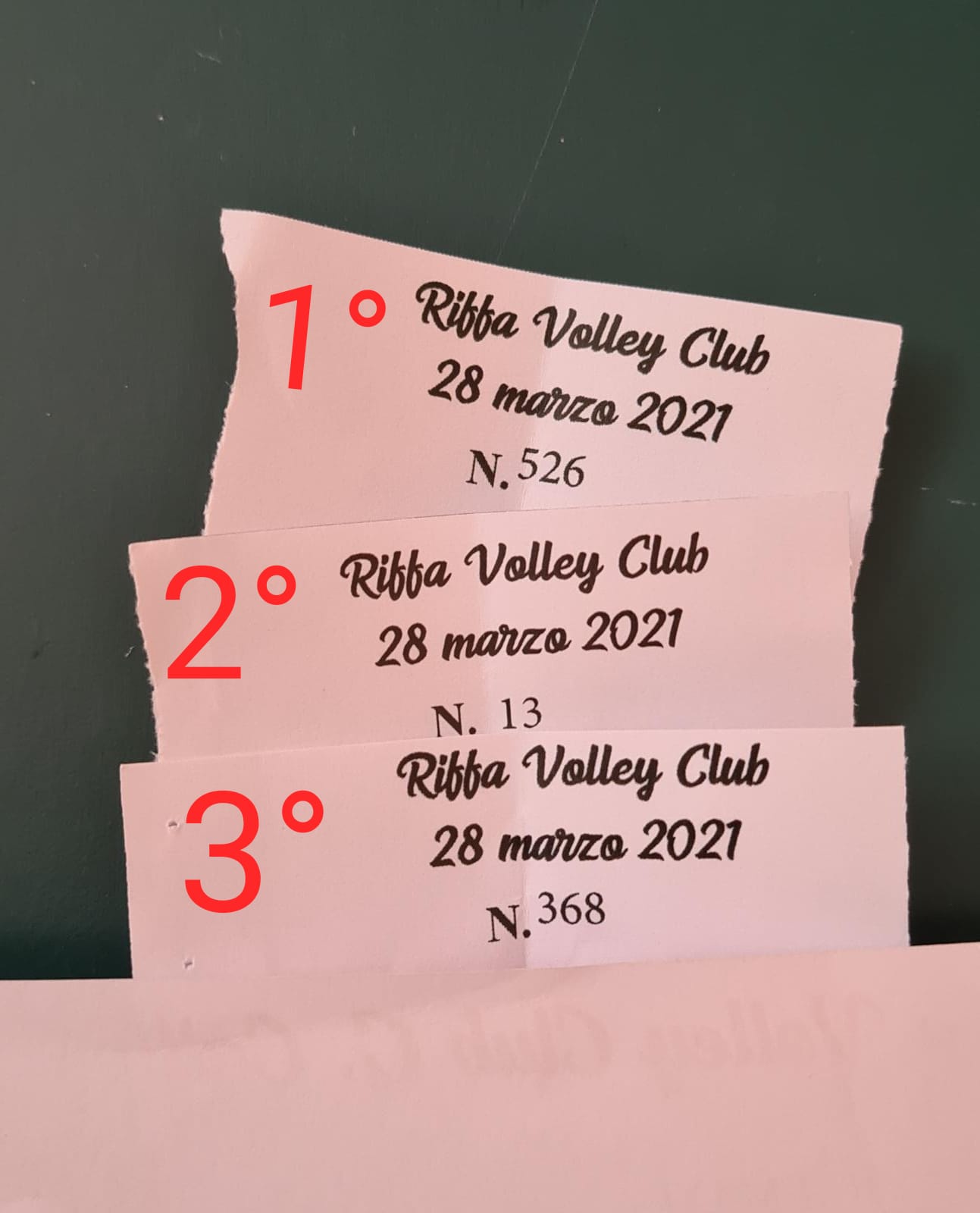 i numeri vincenti della riffa di Pasqua 2021